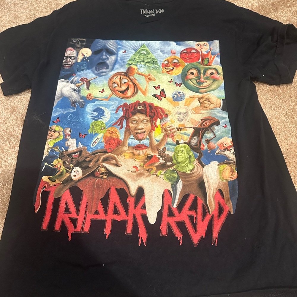 Trippie Redd Black Graphic Tee with Colorful Design